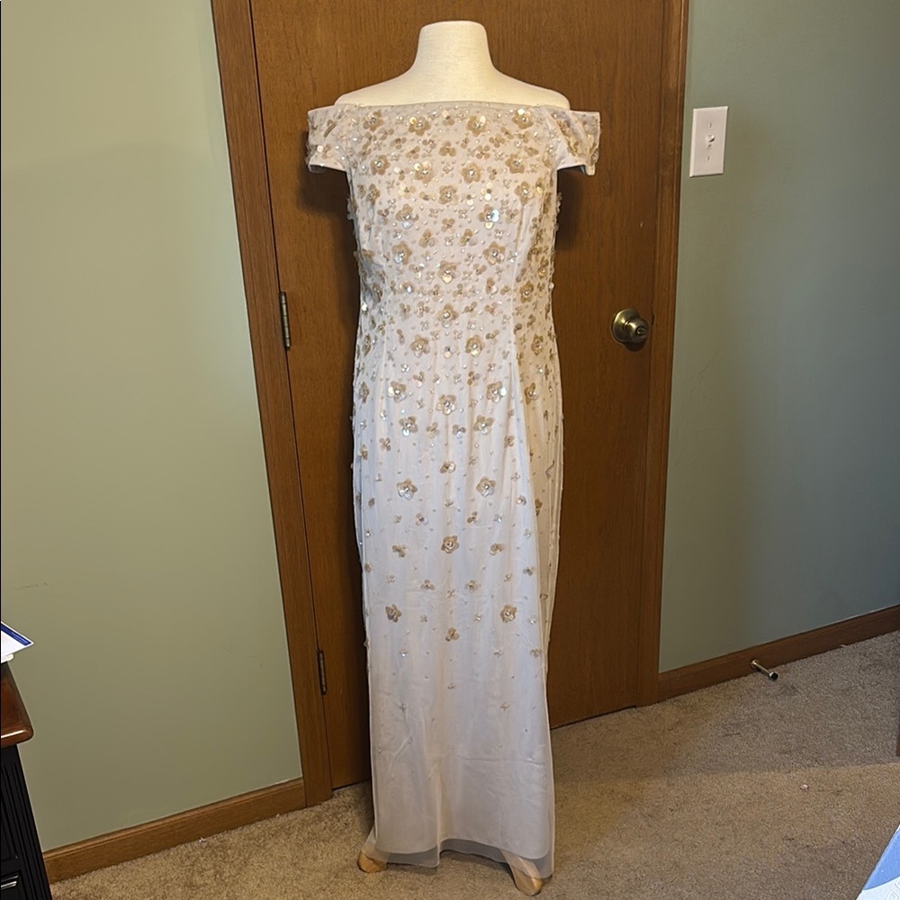 BHLDN Blush Sequin Off-Shoulder Wedding Gown